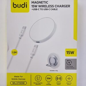 budi Magnetic 15W Wireless Charger USB-C to USB-C Cable 1.2m